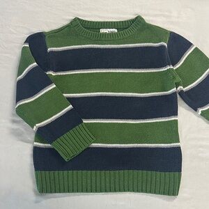 Place - Green and Navy Striped Crewneck Sweater